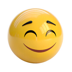 Fototapeta premium A yellow emoji with softly closed eyes and a gentle smile, expressing serene happiness and tranquility
