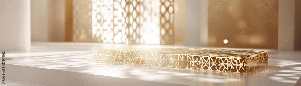 Poster Golden Display Platform In Elegant Architectural Setting