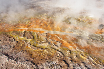 El Tatio  geothermal field with many geysers located in the Andes Mountains of northern Chile