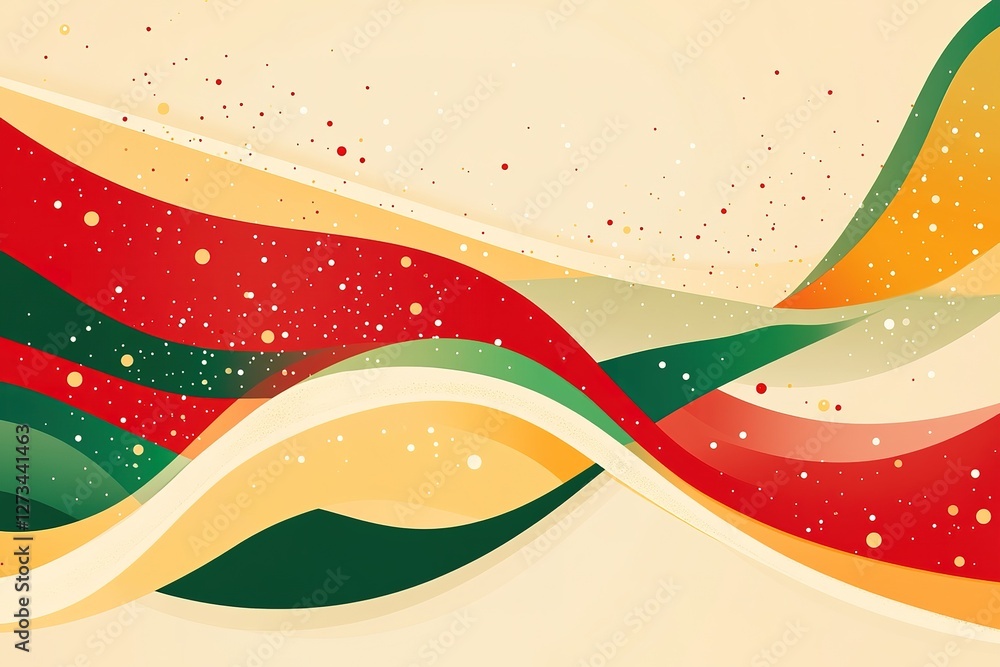 Poster vibrant red, green, and orange abstract shapes: a dynamic and energetic background design perfect fo