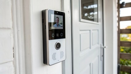 Smart Doorbell on White Wall