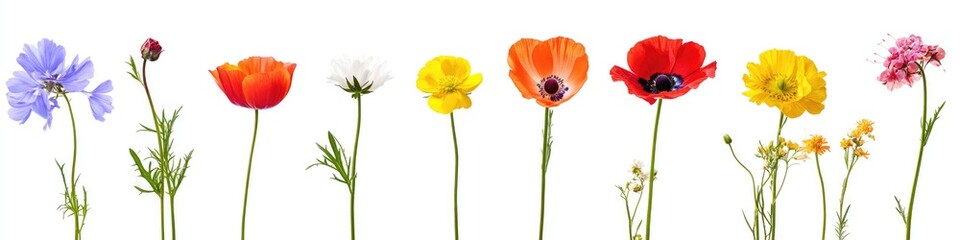 Naklejka premium A collection of colorful flowers on a white background
