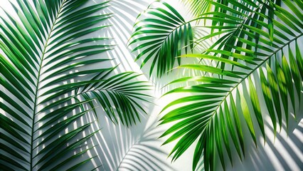 Fototapeta premium Tropical Palm Leaf Shadows: Forced Perspective Stock Photo