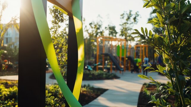 An inaugural ceremony for the opening of a new community park. Featuring recreation and relaxation