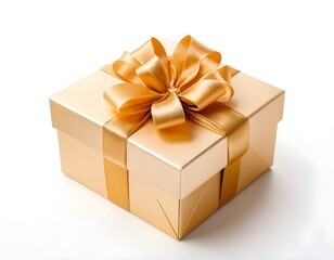 Obraz premium Gold Gift Box with Ribbon Bow