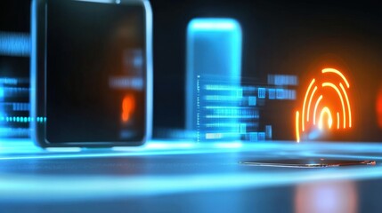 Digital fingerprint technology revolutionizes security measures urban settings infographic futuristic close-up innovation