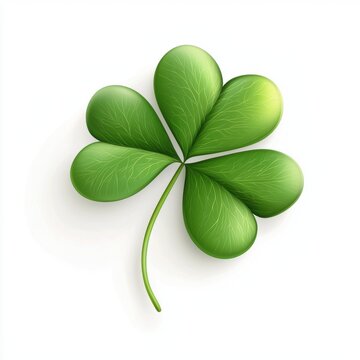 Fresh green clover leaf with three leaves isolated on white background
