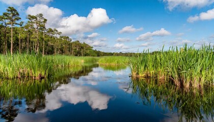 Obraz premium The Heart of the Marsh: Navigating Through the Enigmatic Beauty of Wetlands