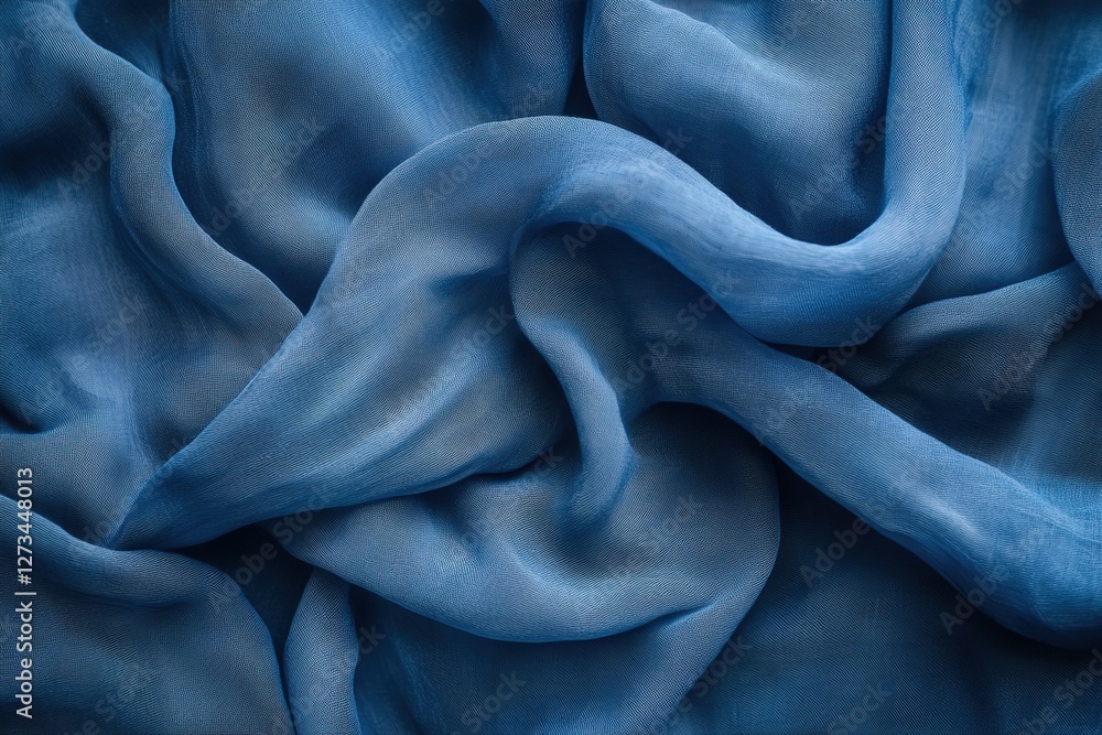 Poster serene blue fabric texture: smooth, blurred background for elegant designs, websites, and branding p