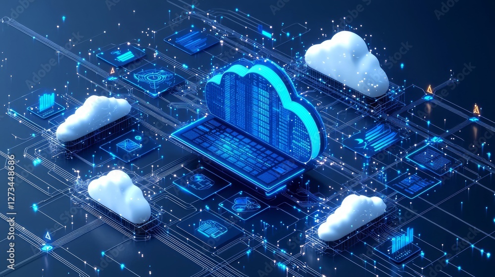 Poster cloud computing network graphic