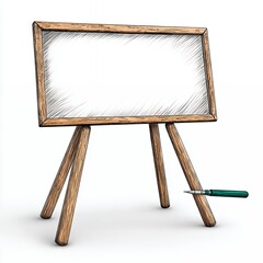 Illustration of a Wooden Easel with a Blank Canvas Ready for Creative Expression