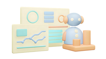 3d illustration minimal soft pastel concept of growth mindset and business learning curve a futuristic ai driven assistant analyzing