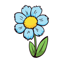 Bright cartoon flower on a white background. Vector illustration for children's book, banner, poster, sticker