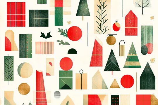 Modern Geometric Christmas Background: Simple Festive Design, Perfect for Holiday Cards, Invitations, Websites, and Social Media. Clean lines, minimalist style, adaptable color palettes, instantly    
