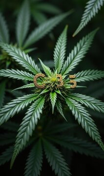 Close-up of a vibrant cannabis leaf with the text C35 featured, symbolizing the cannabis industry, innovation, and wellness.