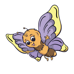 Cute cartoon butterfly. Bright vector illustration. Character for children's book, poster, banner, sticker, poster