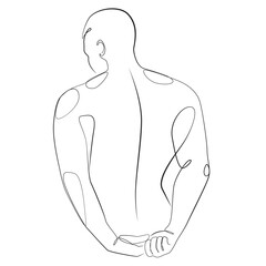 Man back one line drawing on white isolated background