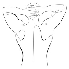 Man back one line drawing on white isolated background