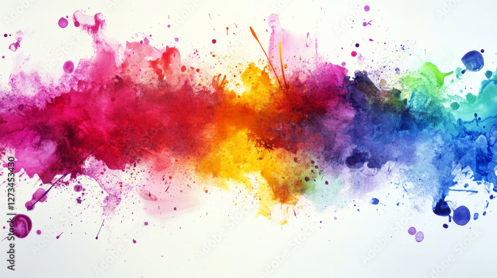 Poster vibrant ink-splattered artistic background blending colors in an abstract display of creativity and 