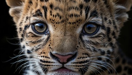 Obraz premium Close-up Portrait of a Young Amur Leopard Cub