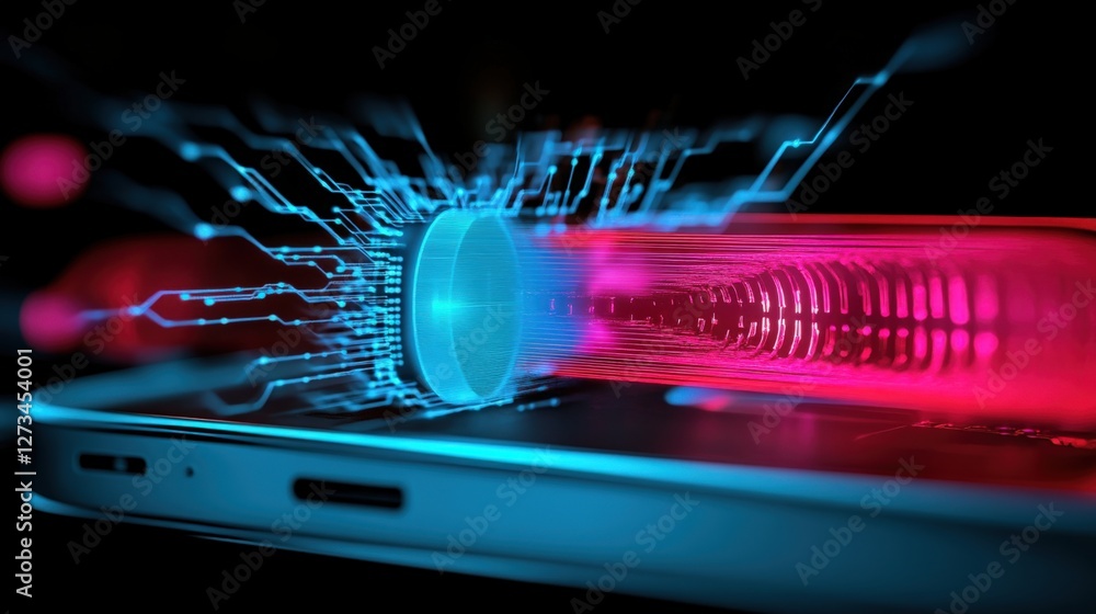 Poster dynamic data transfer action technology sector digital content futuristic environment abstract viewp