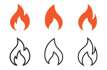 Flame vector fire icon. Flame logo template and silhouette shape. Fire icon set on transparent background. Vector illustration eps 10