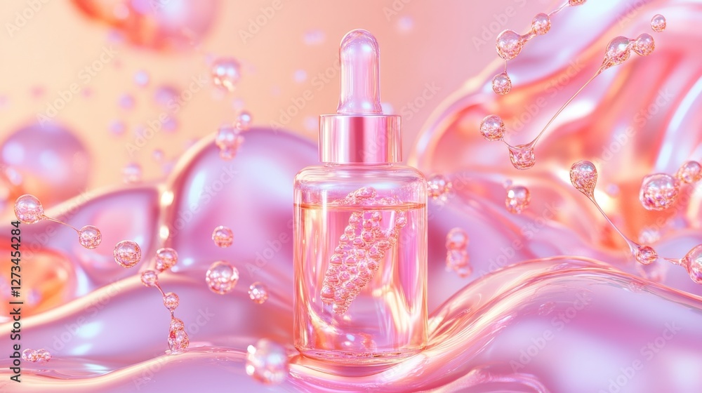 Poster vibrant 3d rendering showcasing intricate molecule in fluid environment