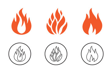 Fire flame icon vector design symbol. Set of fire icons. Flame design of different shapes. Vector illustration eps 10