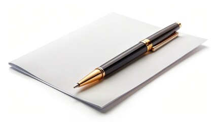 Pen and Notepad on White Background