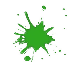 Green paint splash isolated on white background. illustration.