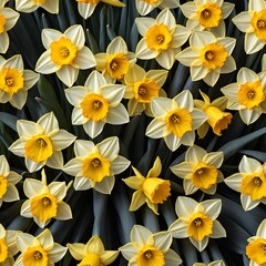 Fototapeta premium Daffodil Background, Close-up of Yellow Daffodils