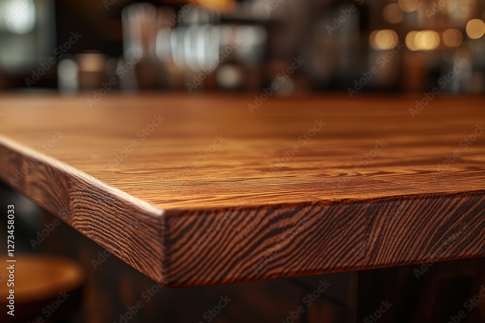 Poster close-up shot of a wooden countertop with intricate grain patterns and texture