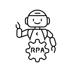 robotic process automation black line icon.