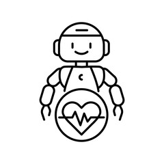 ai healthcare black line icon.