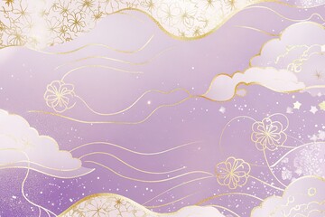 Serene Lavender & Gold: Elegant Japanese-Inspired Background. Perfect for invitations, websites, branding, and social media. Subtle textures and calming hues create a sophisticated aesthetic. Ideal   