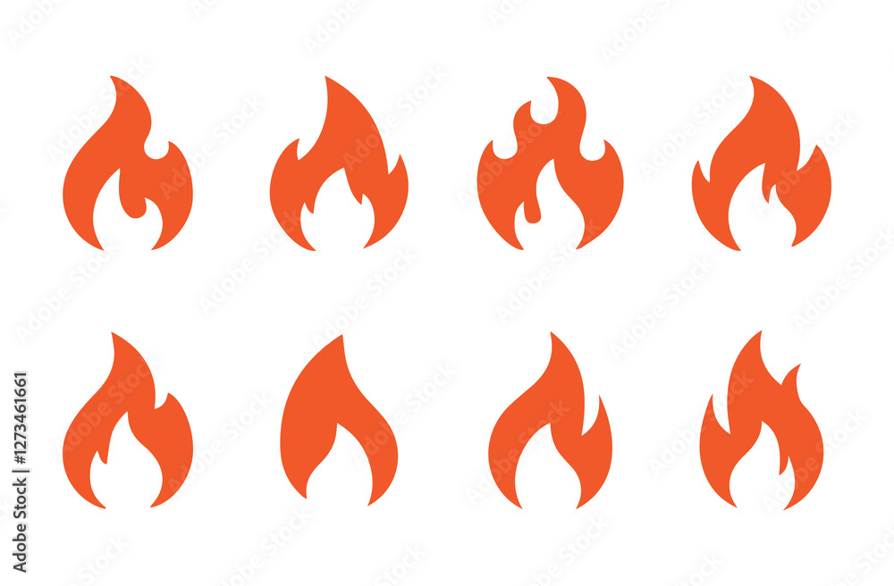Fototapete fire flame icon vector design symbol. set of fire icons. flame design of different shapes. vector il