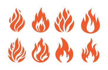 Fire flame icon vector design symbol. Set of fire icons. Flame design of different shapes. Vector illustration eps 10