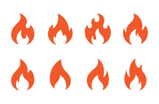 Fire flame icon vector design symbol. Set of fire icons. Flame design of different shapes. Vector illustration eps 10