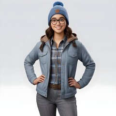 Confident Young Woman in Winter Outfit