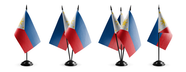 Small national flags of the Philippines on a white background