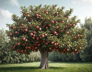 Abundant Apple Tree in Orchard