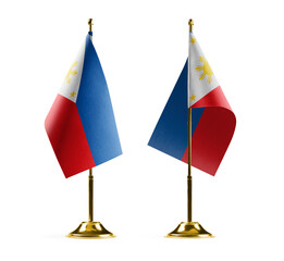 Small national flags of the Philippines on a white background