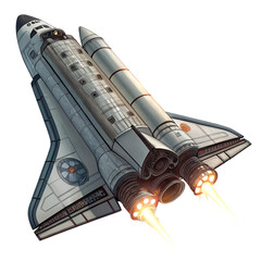 High-Detail Spaceship Isolated on Transparent Background