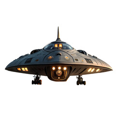 Futuristic Spaceship with Transparent Background