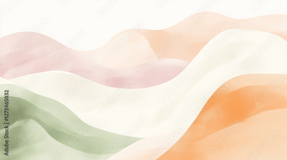 Poster abstract pastel wave forms soft color design