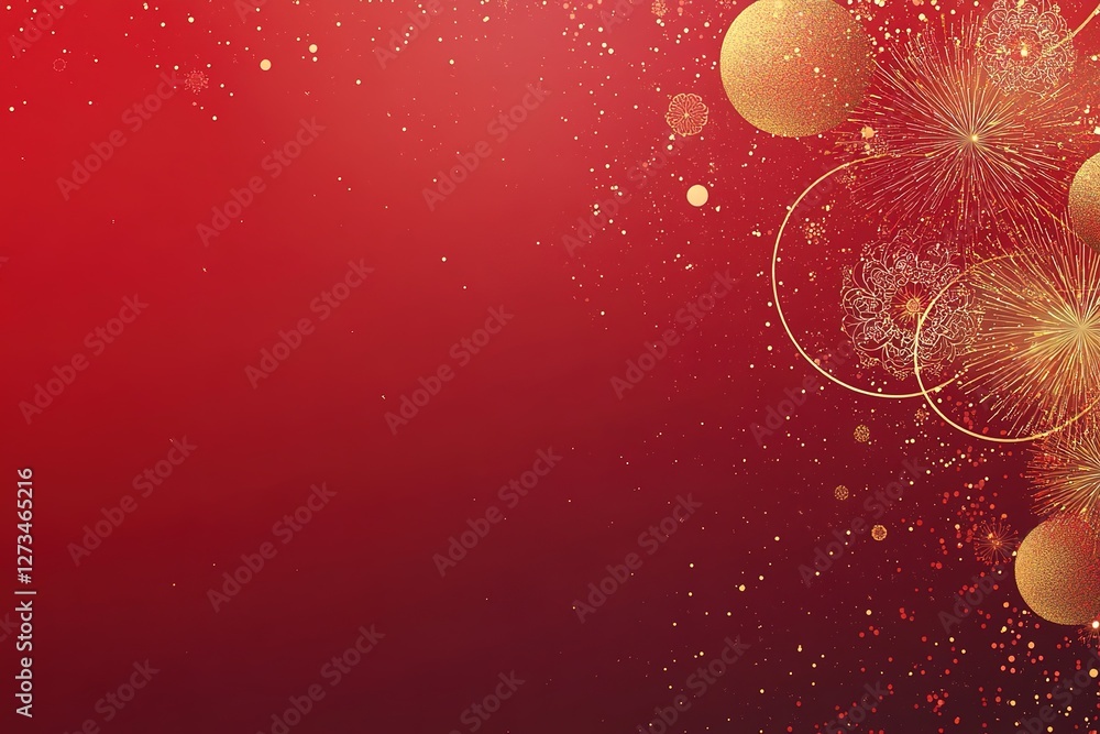 Poster luxurious red background with golden ornate decorations and intricate patterns: perfect for festive 