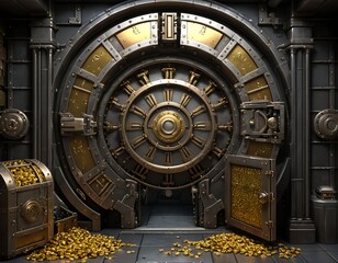 Obraz premium Massive Vault Door with Gold