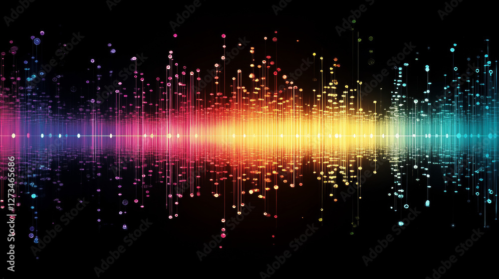 Poster vector digital music equalizer audio waves design template audio signal visualization signal illustr