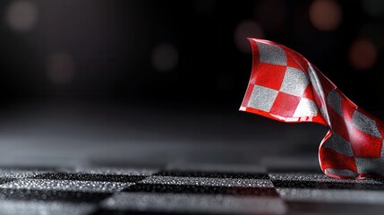 A vibrant checkered flag rests on a race track, capturing the essence of speed and competitive spirit.