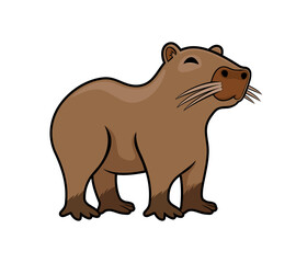 Cartoon character animal capybara isolated on white background.